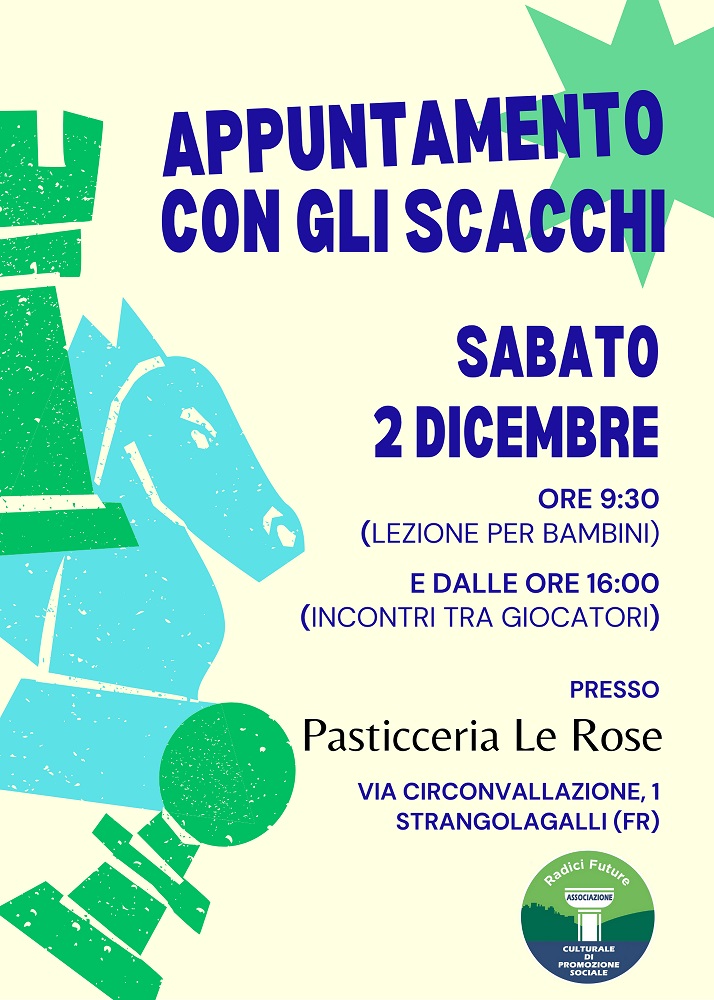 Locandina Appuntamento con gli Scacchi Strangolagalli 2 dicembre 2023 Locandina Appuntamento con gli Scacchi Strangolagalli 2 dicembre 2023
